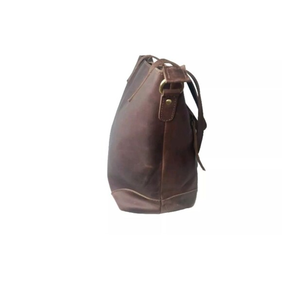 Custom Made Genuine Leather Tote Shoulder Bag Zip Closure fit 13" To 14" Laptop - Picture 5 of 9
